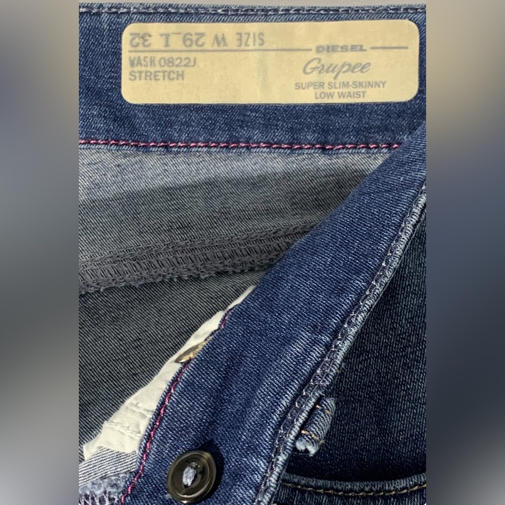 Diesel Gruppe Super Slim Skinny‎ Jeans Low Waist Medium Wash Denim Size 29 - Picture 5 of 9